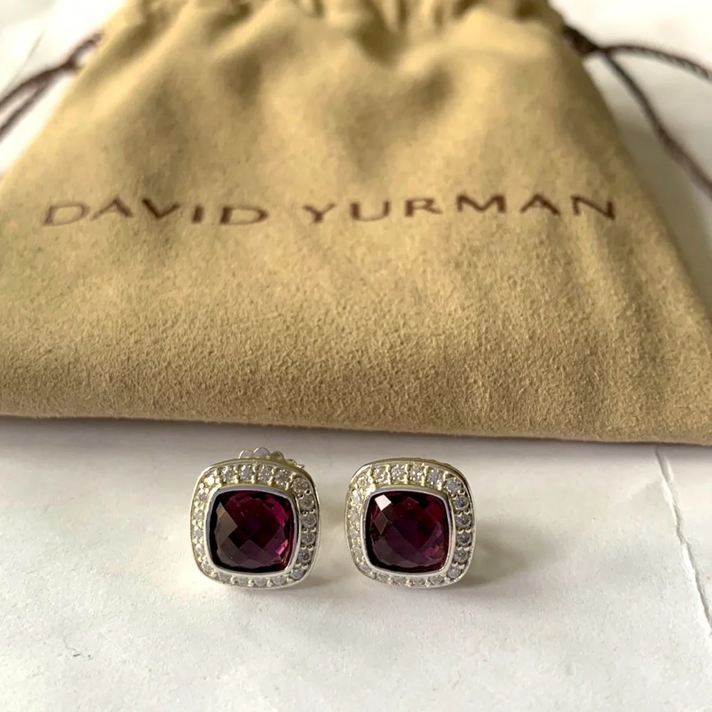 David Yurman mint condition earrings purple amethyst with diamonds studs - Picture 1 of 5